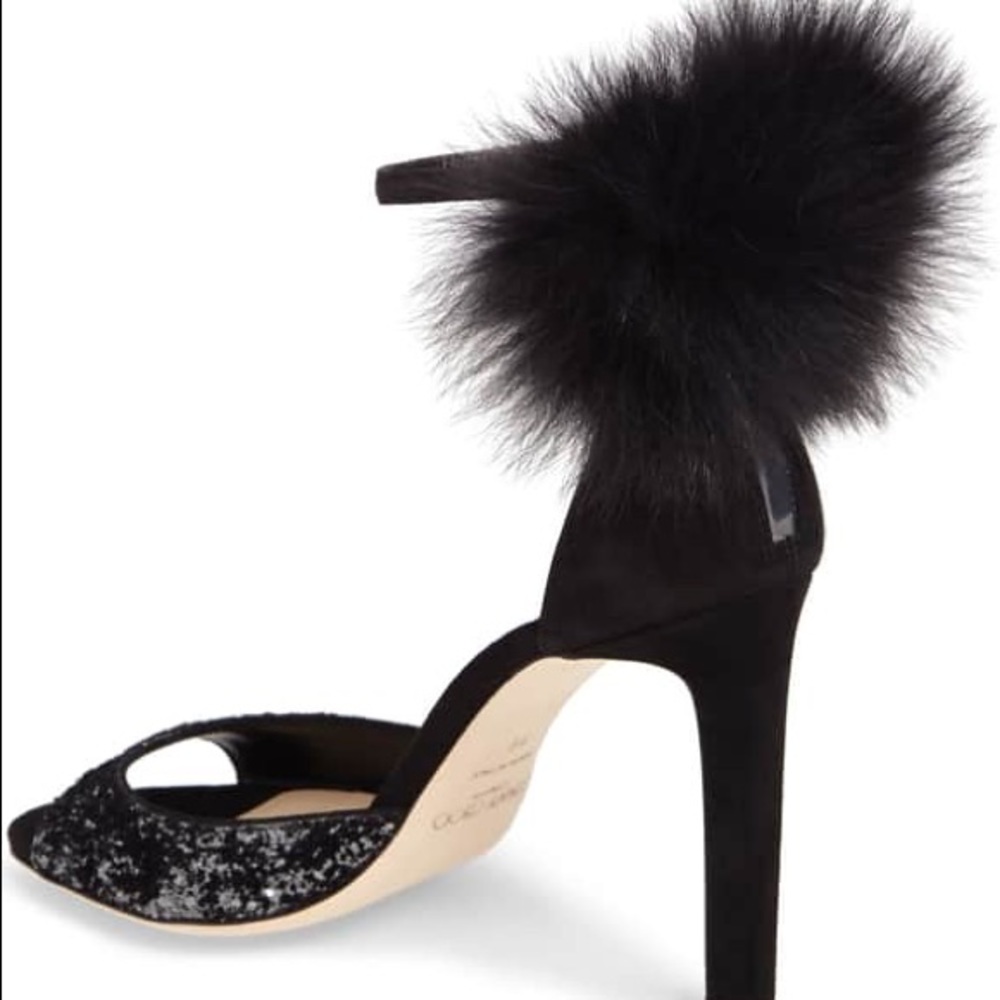 Jimmy Choo Suri Genuine Fox Fur Sandal Women 5.5 - Picture 2 of 8
